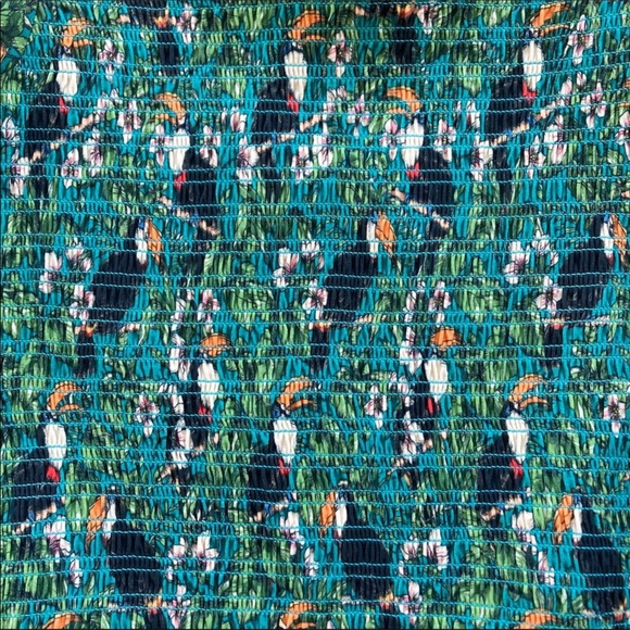 Anthro DOLAN Smocked Puff-Sleeved Toucan Top S - Picture 9 of 12